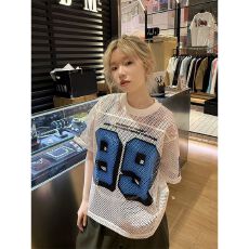 批发<b class='q'>夏季</b>镂空99大网眼球衣美式街头复古印花球服短袖t恤男女运动