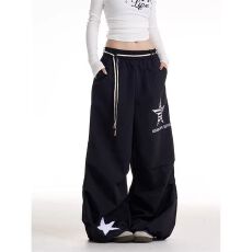 批发好质量 原版做法 辣妹印花休闲<b class='q'>裤</b>女2026新款宽松显瘦阔腿长<b class='q'>裤</b>子