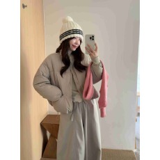 批发实拍 简约圆领羽绒棉服秋冬季新款小个子宽松百搭保暖面包服<b class='q'>外套</b>