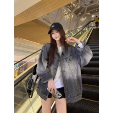 批发实拍 洗水做旧美式洗灰牛仔宽松外套