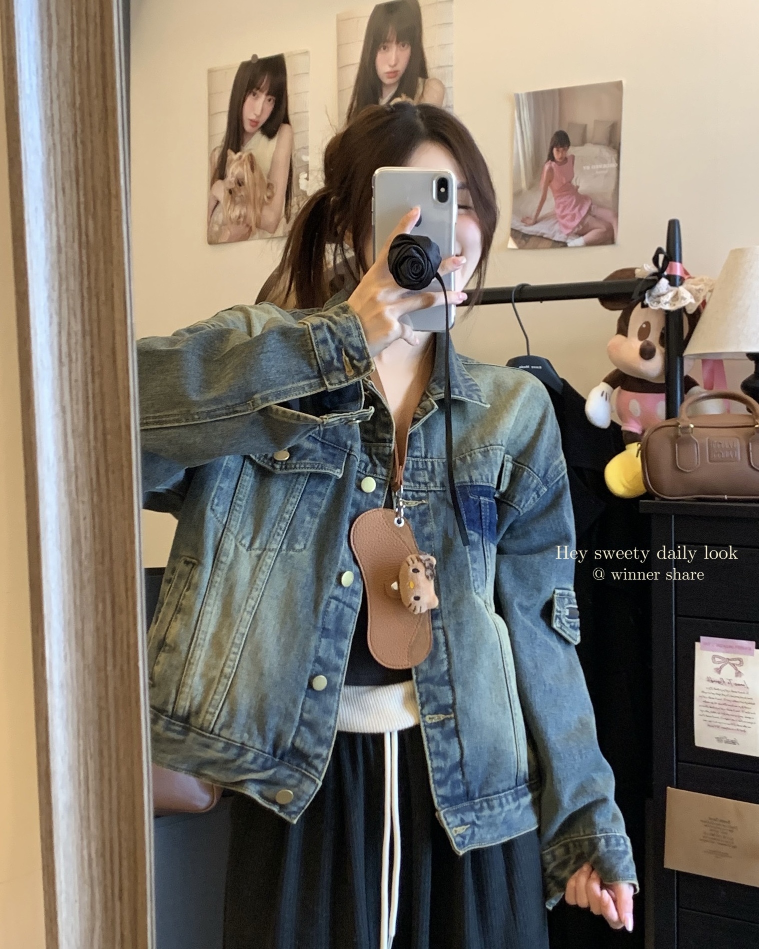 실사 한국 부서 레트로 착용 가져 가라. 워싱 마 오래된 데님 재킷