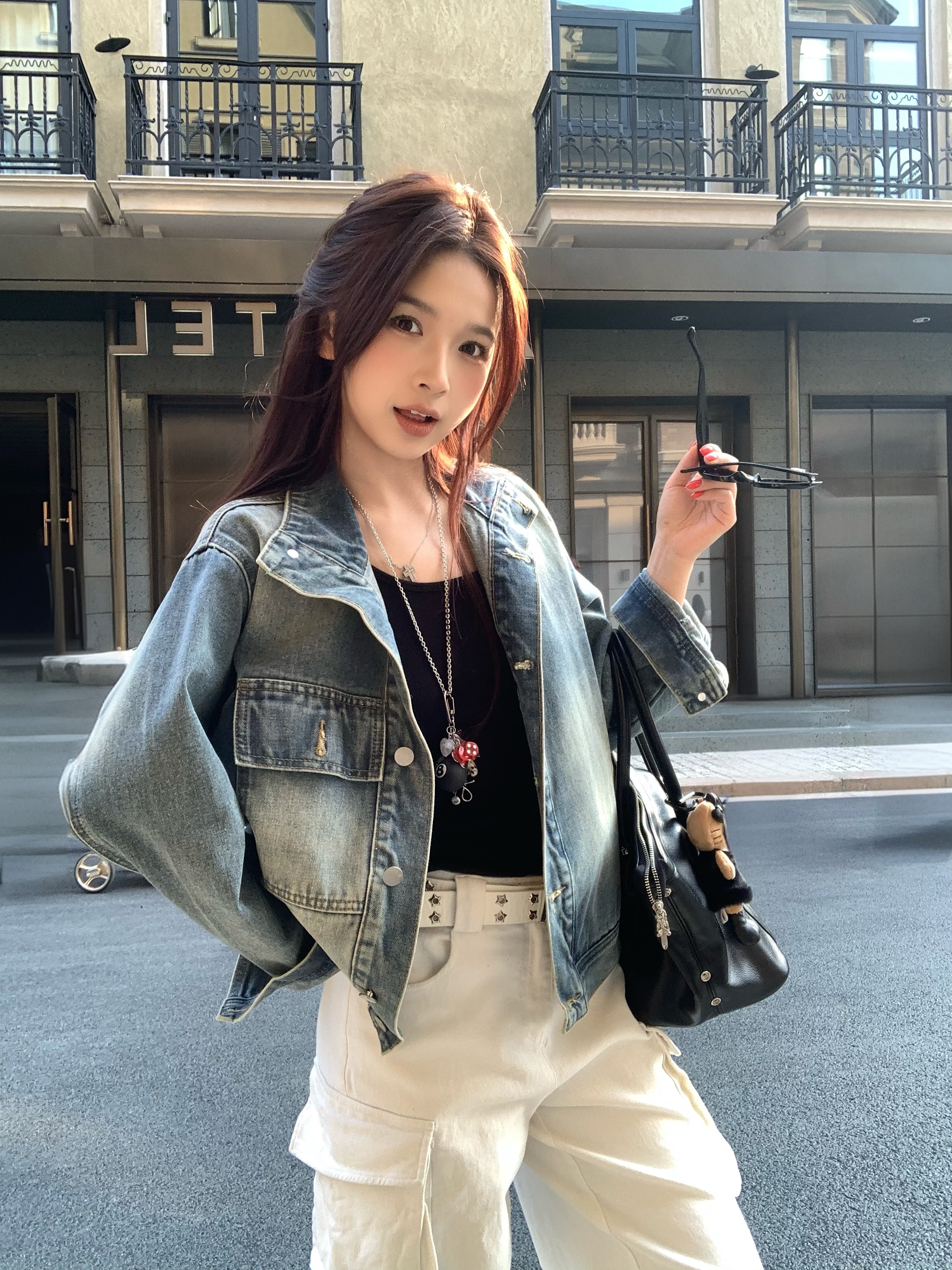 실사 파란색 데님 봄 레트로 루즈핏 캐주얼 다용도 재킷 맨위
