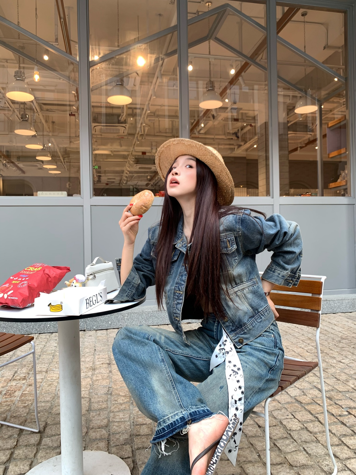 실사 디자인 센스 레트로 패치워크 캐주얼 다용도 쇼트 스타일 한국 스타일 데님 재킷