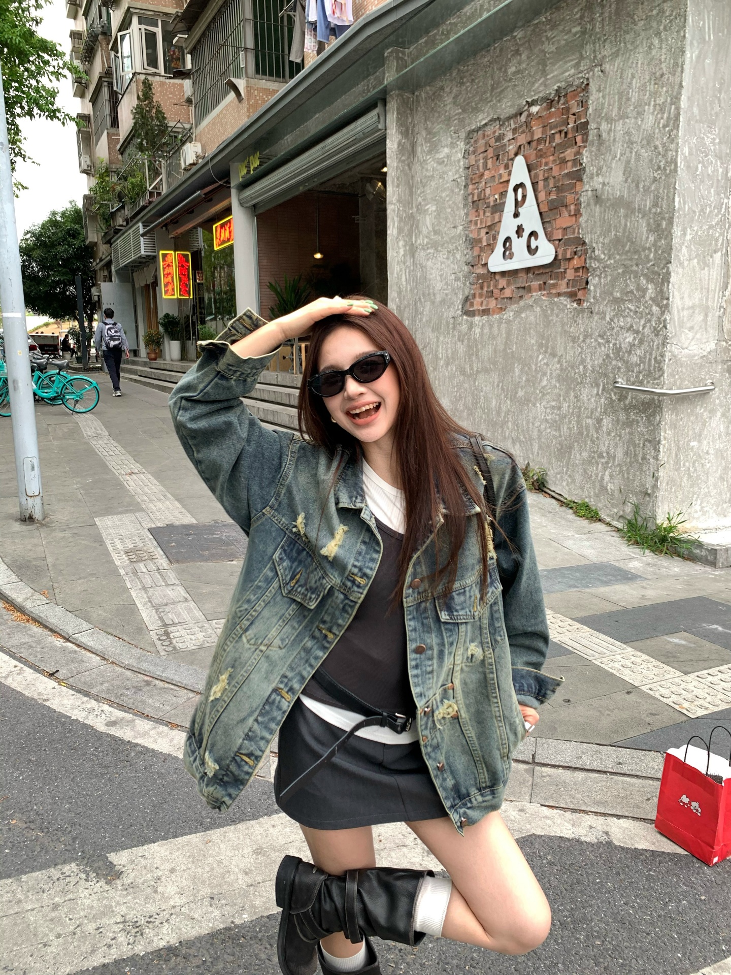 실사 아메리칸 찢어진 부분 데님 루즈핏 악당 잘 생긴 다용도 재킷