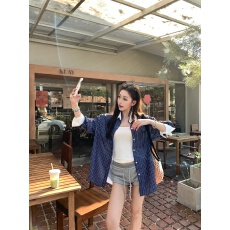 批发实拍 丝光感蓝白条纹航海系<b class='q'>衬衫</b>