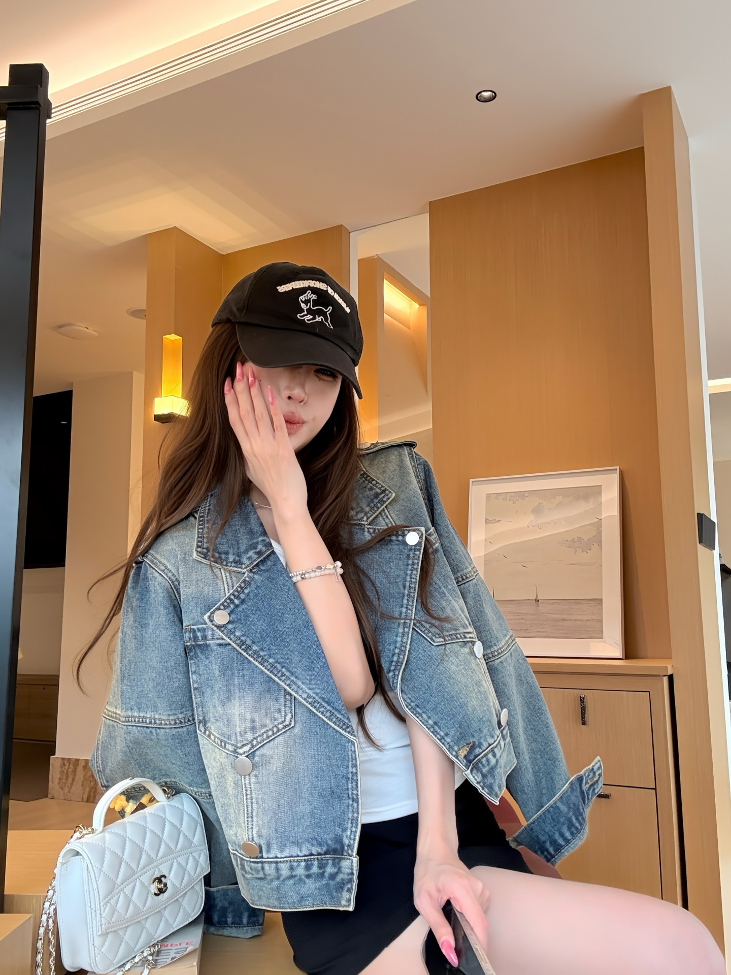 BY35694# 早秋新款复古水洗西装领通勤宽松短款牛仔外套 服裝批發女裝批發服飾貨源