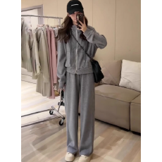 批发2025秋冬百搭休闲加厚<b class='q'>婴儿</b>绒连帽卫衣外套+高腰卫裤两件套装