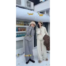 批发加绒<b class='q'>宝宝</b>绒慵懒风2025秋冬季新款连帽<b class='q'>卫衣</b>+休闲直筒阔腿裤两件套