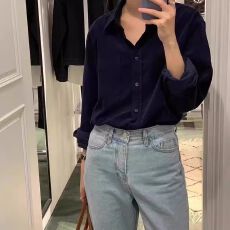 批发灯芯绒气质复古衬衫女法式叠穿内搭衬衣外套宽松休闲遮肉长袖上衣