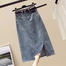 批发开叉牛仔裙半身裙女装中长款2025新款<b class='q'>夏</b>季包臀直筒裙高腰a字裙子