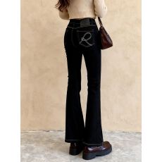 批发高个子加长口袋刺绣微喇牛仔<b class='q'>裤</b>女春秋喇叭<b class='q'>裤</b><b class='q'>高腰</b>拖地<b class='q'>裤</b><b class='q'>修身</b>马蹄<b class='q'>裤</b>