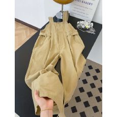 批发实拍~卡其色高腰背带牛仔裤女春季宽松显瘦垂感百搭连体<b class='q'>长裤</b>