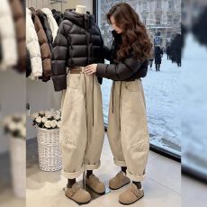 批发卡其色九分<b class='q'>哈伦</b>老爹<b class='q'>牛仔</b>裤女春季2026年新款小个子宽松显瘦萝卜裤