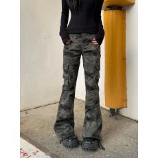 批发美式复古多口袋修身微喇工装裤女2025辣妹街头<b class='q'>休闲</b><b class='q'>长裤</b>