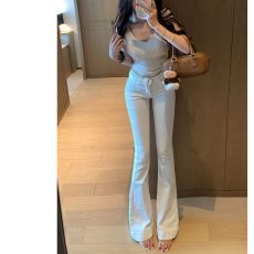批发白色低腰腰带微喇牛仔<b class='q'>裤</b>女25秋季新款高级显瘦<b class='q'>百搭</b>喇叭<b class='q'>裤</b>