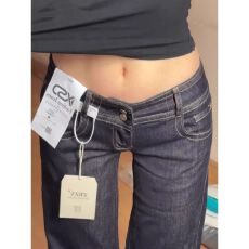 批发美式复古原牛色低腰微喇<b class='q'>牛仔裤</b><b class='q'>女</b>2026春季新款宽松显瘦直筒裤子