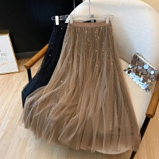 批发实拍高级感亮片<b class='q'>网纱</b>半身<b class='q'>裙</b>女2026夏新款垂感纱<b class='q'>裙</b>遮跨大摆a字长<b class='q'>裙</b>