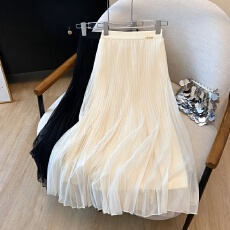 批发实拍法式气质百褶半身<b class='q'>裙</b>女夏季新款高腰显瘦垂感网纱高级感<b class='q'>伞</b><b class='q'>裙</b>女