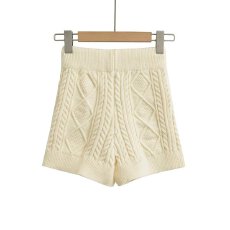 批发北极绒<b class='q'>欧美</b>风新款美式复古抽绳麻花针织短<b class='q'>裤</b>包臀显瘦休闲<b class='q'>裤</b>女