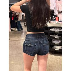 批发原版<b class='q'>韩国</b><b class='q'>代购</b><b class='q'>正品</b>680 韩妹儿~超显腿长复古水洗包臀迷你短裤