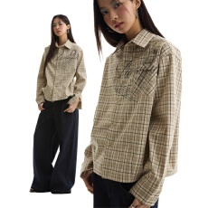 批发BOLM秋季新款<b class='q'>日系</b>百搭复古格子衬衫男长袖内搭衬衣宽松上衣潮