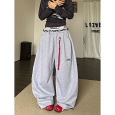 批发RUMM美式高街刺绣运动<b class='q'>裤</b>夏季卫<b class='q'>裤</b>女宽松小个子宽松直筒跳舞<b class='q'>裤</b>子