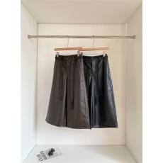 批发胖妹妹咖色八分pu皮裤女秋冬新款高腰显瘦宽松<b class='q'>七分</b>裤直筒阔腿中裤