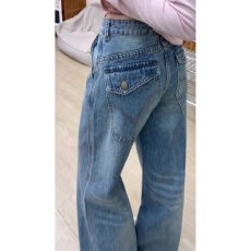 批发2025复古蓝休闲<b class='q'>裤</b>女好质感水洗蓝高腰<b class='q'>显瘦</b>窄版直筒阔腿牛仔<b class='q'>裤</b>