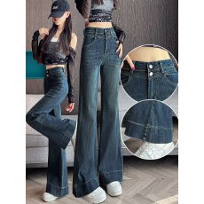 批发杨紫同款开叉微喇牛仔<b class='q'>裤</b>女2025年秋冬新款高腰<b class='q'>提</b><b class='q'>臀</b>显瘦百搭喇叭<b class='q'>裤</b>