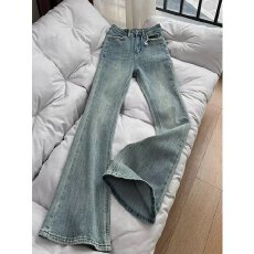 批发杨紫同款开叉微喇牛仔<b class='q'>裤</b>女2025年秋冬新款高腰<b class='q'>提</b><b class='q'>臀</b>显瘦百搭喇叭<b class='q'>裤</b>