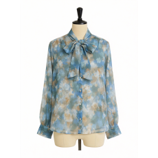 批发实拍 春季花色宽松中长款<b class='q'>衬衫</b>女士2026新款薄款复古印花开衫长袖