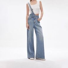 批发新款直筒牛仔裤新款百搭胖<b class='q'>背带裤</b>垂感高裤子夏季薄款