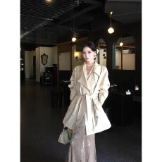 批发ICELOLLY巨好看收腰短款风衣外套女2025新款早<b class='q'>秋</b>小个子中长款大衣