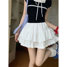 批发荷叶边蛋糕<b class='q'>半身</b>裙女秋季<b class='q'>短裙</b>法式高腰显瘦a字裙子甜美风简约外穿