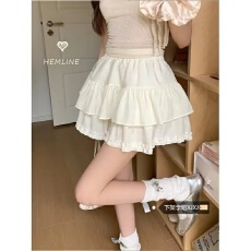 批发荷叶边蛋糕<b class='q'>半身</b>裙女秋季<b class='q'>短裙</b>法式高腰显瘦a字裙子甜美风简约外穿