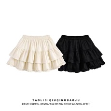 批发蓬蓬<b class='q'>半身</b>裙女春季小个子高腰显瘦荷叶边蛋糕裙<b class='q'>短裙</b>防走光a字裙子