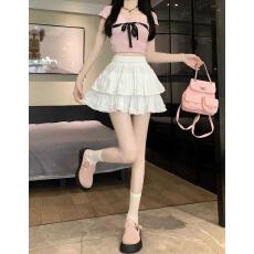 批发荷叶边蛋糕<b class='q'>半身</b>裙女秋季<b class='q'>短裙</b>法式高腰显瘦a字裙子甜美风简约外穿