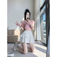 批发纯欲芭蕾风甜美蛋糕<b class='q'>半身裙</b>女春夏季松紧新款高腰显瘦白色蓬蓬短裙