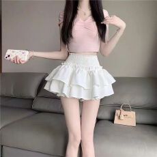 批发高腰蛋糕裙<b class='q'>半身裙</b>女夏季2026新款白色短裙A字裙蓬蓬裙伞裙裤裙潮