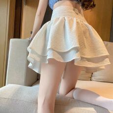 批发黑色蓬蓬蛋糕<b class='q'>半身裙</b>女夏高腰a字包臀裙小个子法式百褶短裙小黑裙