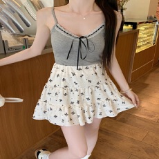 批发蕾丝蝴蝶结减龄白色蛋糕半身裙印花夏季小个子字裙黑色裙子<b class='q'>短裙</b>