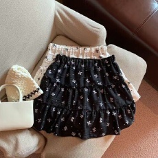 批发蕾丝甜美蝴蝶结香草印花千层减龄半身裙蛋糕<b class='q'>夏季</b><b class='q'>短裙</b>小个子白色