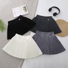 批发杏色<b class='q'>半身裙</b>女毛呢秋冬季新款松紧腰蝴蝶结烫钻小个子短<b class='q'>裙</b>百褶<b class='q'>裙</b>