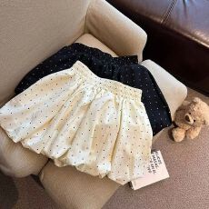 批发杏色波点半身裙女夏季2026新款高腰a字花苞蛋糕裙肌理感蓬蓬短裙