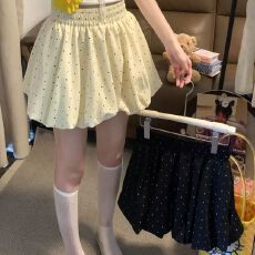 批发<b class='q'>甜美</b>风波点半身裙花苞裙女夏季减龄高腰防走光松紧腰A字裙短裙