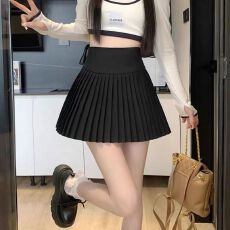 批发黑色<b class='q'>半身裙</b>女夏高腰百褶裙2026新款春季<b class='q'>短裙</b>A字裙显瘦伞裙裙子潮