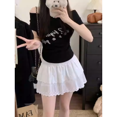 批发温柔风白色蕾丝刺绣花边<b class='q'>半身裙</b>女2026春季新款高腰a字蓬蓬裙