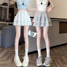 批发灰色运动半身裙女夏季新款松紧高腰显瘦休闲防走光a字蓬蓬<b class='q'>短裙</b>裤