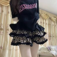 批发爆款豹纹复古气质个性约会<b class='q'>欧美风</b>辣妹短款高腰修身显瘦拼接蓬蓬裙