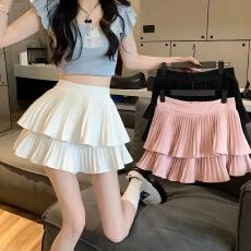 批发<b class='q'>百褶</b>荷叶边半身裙女纯欲高腰蛋糕裙A字显瘦蓬蓬<b class='q'>短裙</b>裤2026春夏款